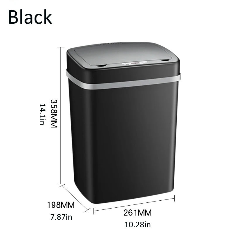 Black 12L Индукционный автоматический датчик прямоугольный держатель для мусорного мешка 12л мусорное ведро мусорный компост 2* AA сухой аккумулятор Trashcan Clean - Цвет: Black 12L
