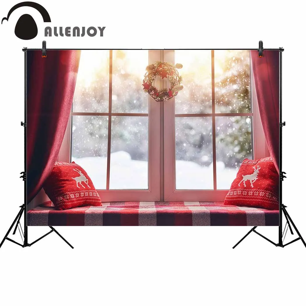 Allenjoy фон для фотосъемки с рождественскими оконными венками зимним снегом