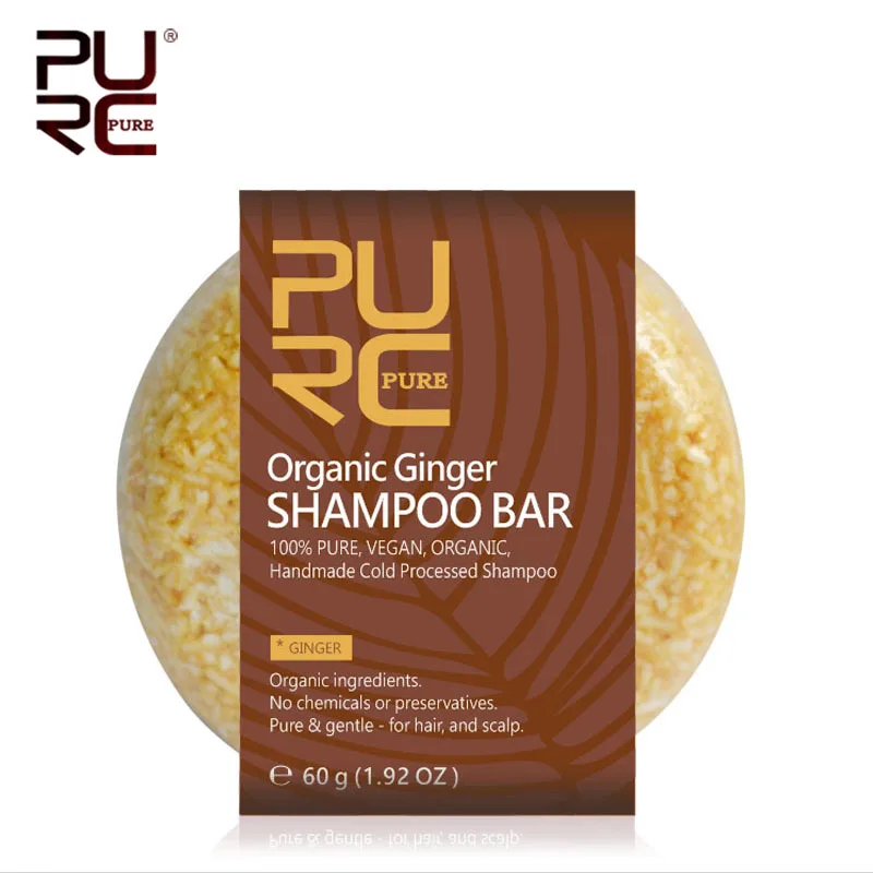 PURC Organic Ginger Shampoo Bar Essence Prevent Hair Loss Scalp Treatments Repair Damaged Solid Soap For Men Women Beauty Health