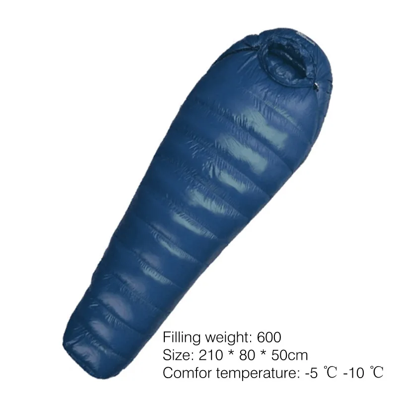Deep blue 600g Спальный мешок для кемпинга, 600 г, 800 г, 1000 г, Сверхлегкий, сохраняет тепло, для альпинизма, зимнего уличного оборудования - Цвет: Deep blue 600g