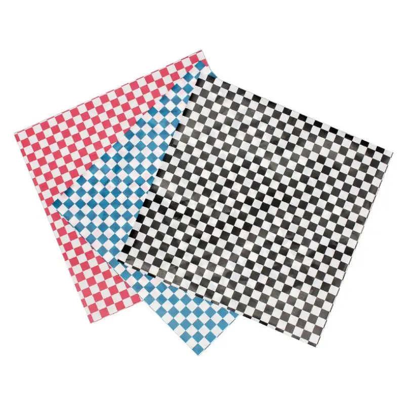 

Greaseproof Checkered Wax Paper Baking Oil Paper Sandwich Packaging Food Wrappers Printed Wax Paper lin4125