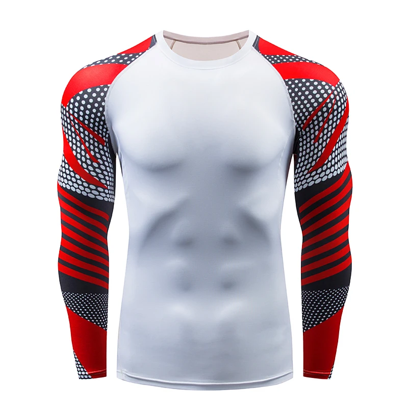 Winter sunscreen brand clothing men's jogging t-shirt gym flower arm long sleeve MMA running cycling training union | Спорт и