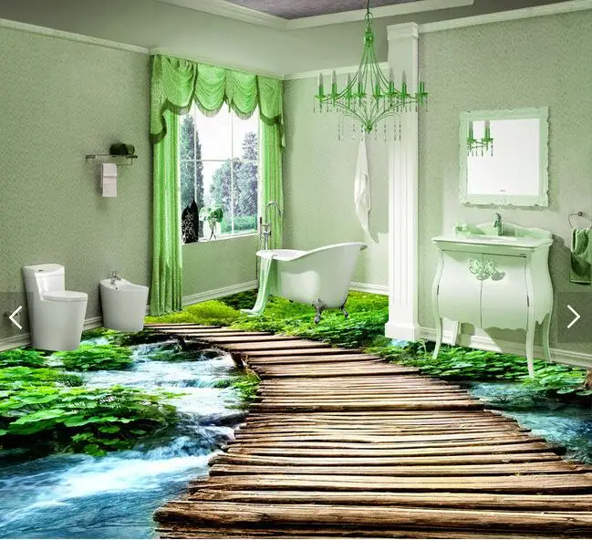 Водонепроницаемые 3d обои из ПВХ пол для ванной фотообои стен|wallpaper 3|wallpaper for walls