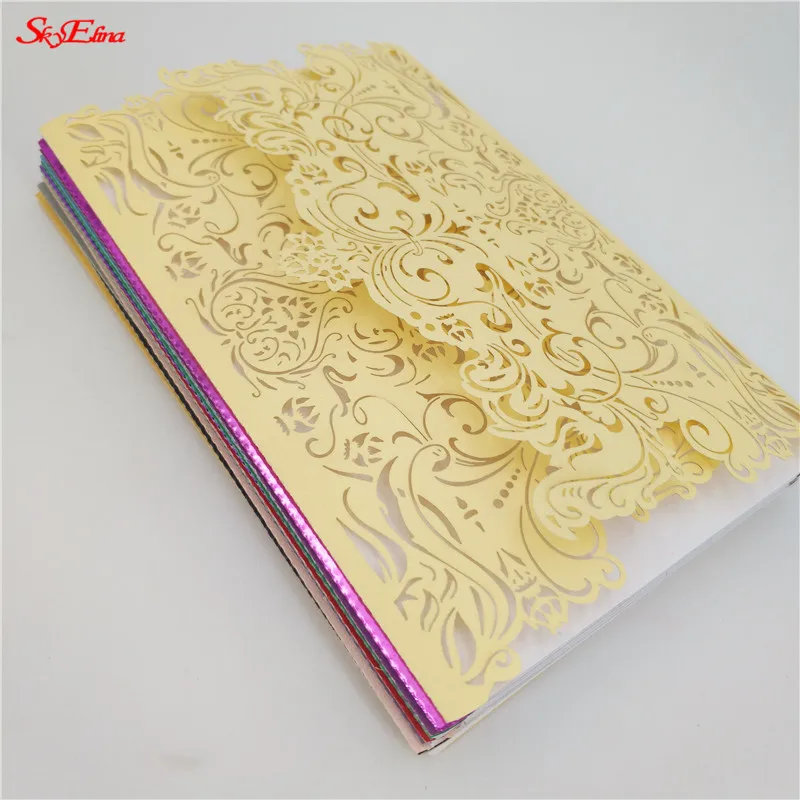 Sky Elina 100pcs Laser Cutting Luxury Invitations Paper Card Wedding party decoration Invitation Supplies 7zSH073 | Дом и сад