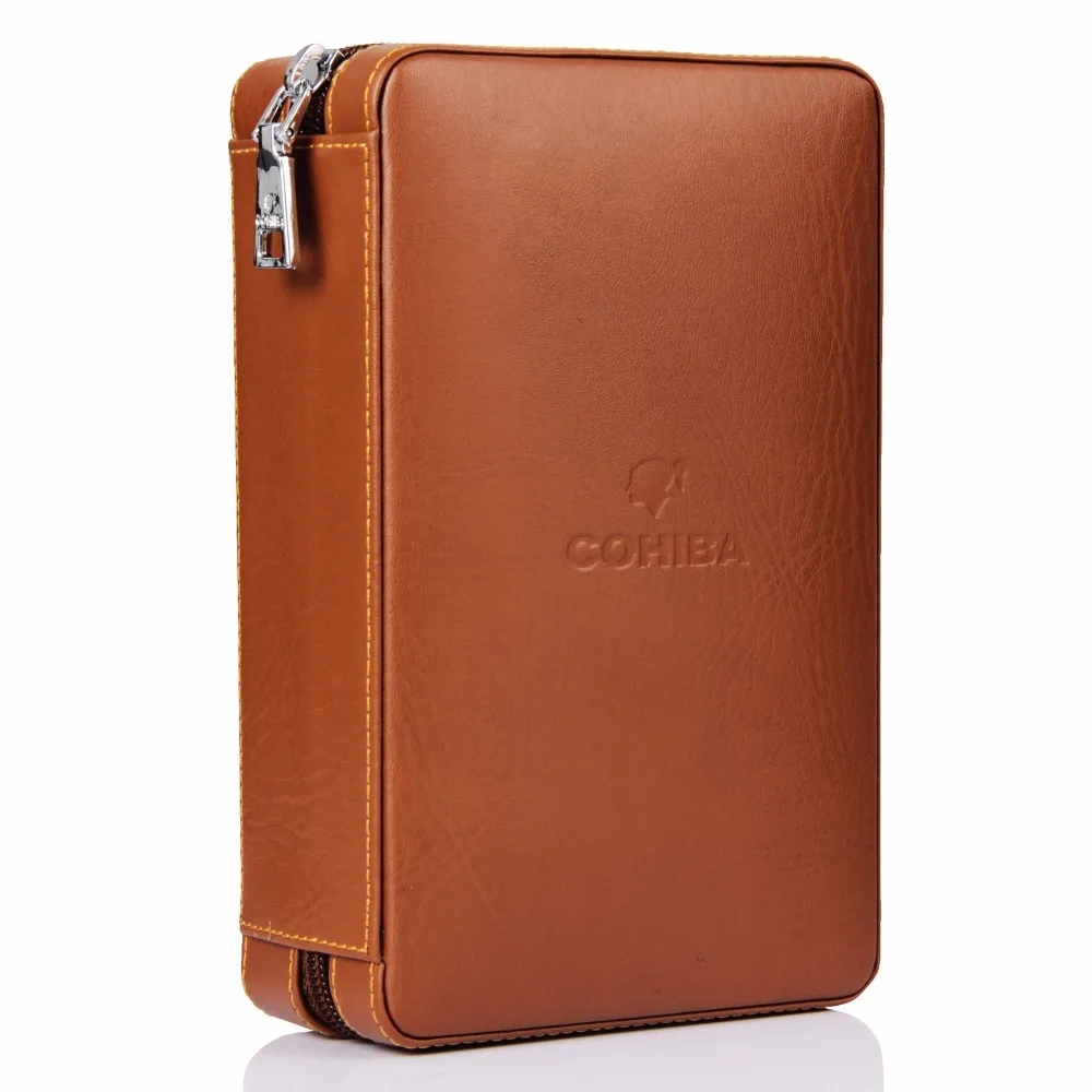 COHIBA Коричневый Черный качество кожа с внутренней отделкой из кедра портсигар