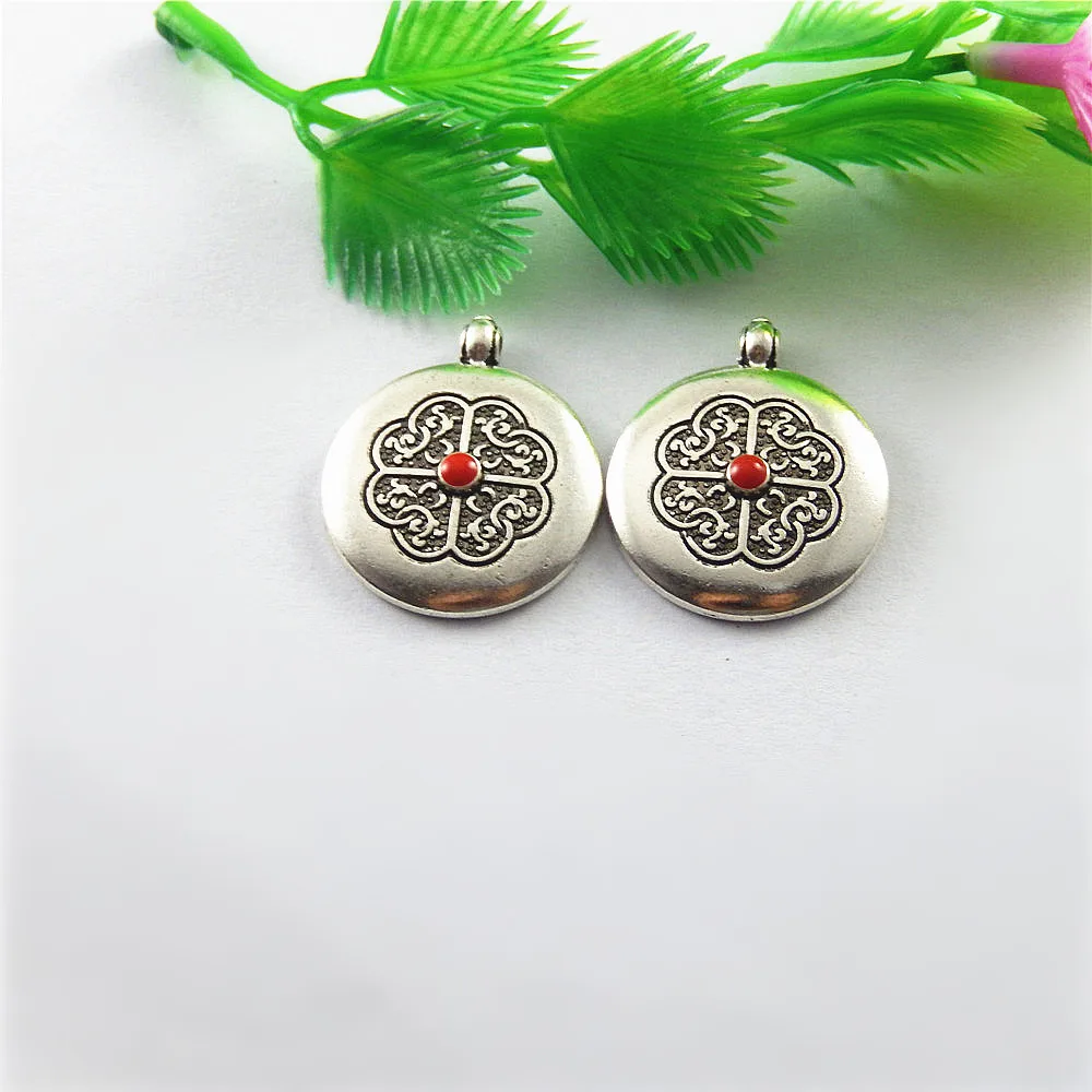 6 шт./лот в богемном стиле круглое ожерелье из сплава кулон 27*22 мм Шарм ручной