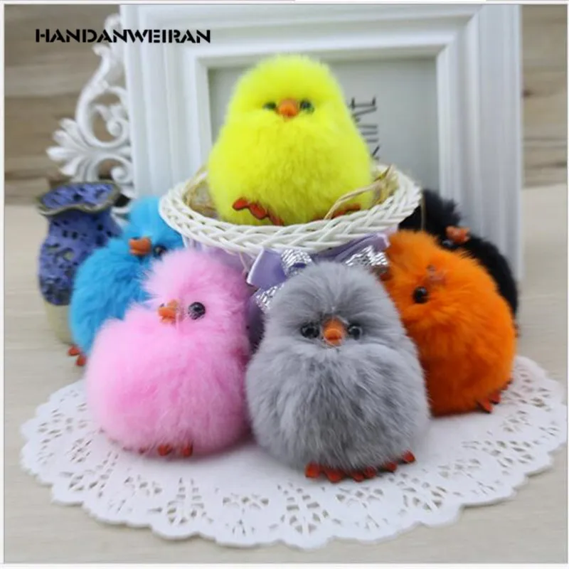 

8cm factory direct Meng Meng Rex rabbit fur small yellow duck pendant jewelry wholesale