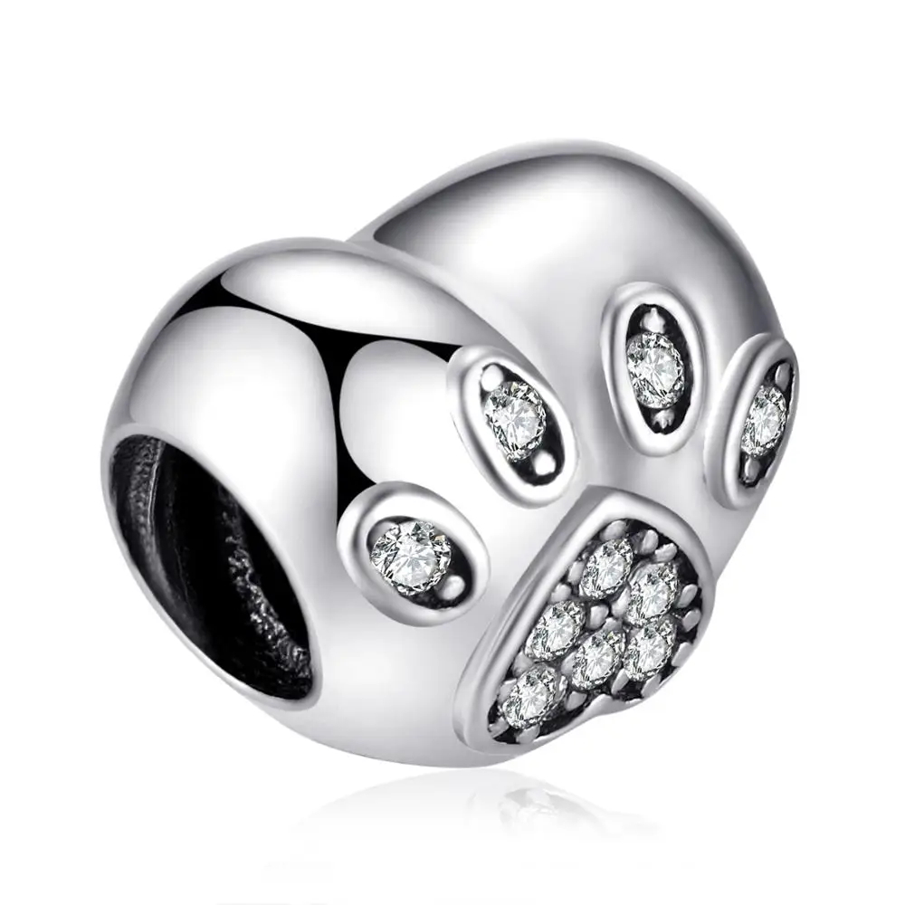 Jewelrypalace стерлингового серебра 925 щенок palm сердце кубического циркония бисер Подвески Fit Браслеты подарки для Для женщин Модные украшения