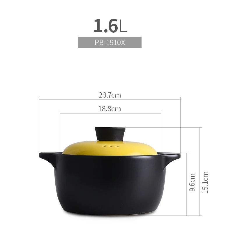 1600ml Черные эмалированные керамические суповые горшки кастрюля для тушения кастрюля большая сделка керамическая сковорода кухонная посуда Cocotte Ceramique - Цвет: 1600ml