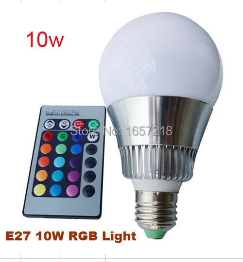E27 3 Вт/10 Вт Светодиодная лампа RGB с цветным освещением 16 видов цветов Изменение + 24