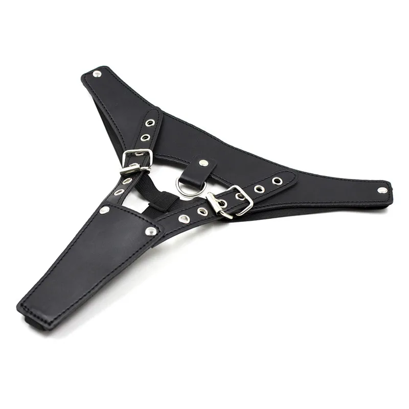 Женское Сексуальное белье Эротические трусики из искусственной кожи черные