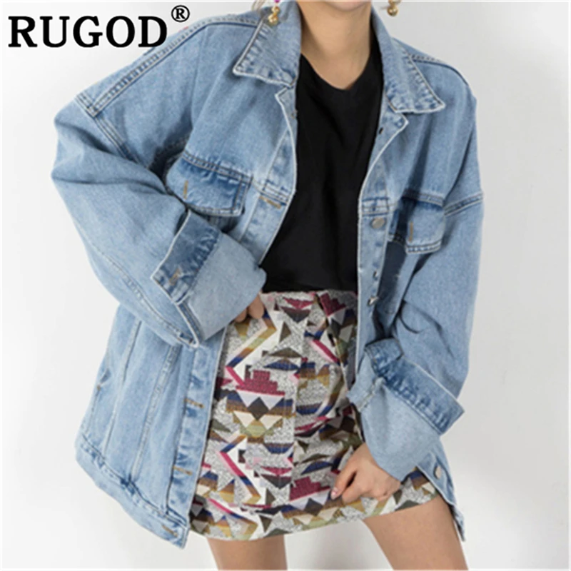 Женские джинсовые куртки RUGOD повседневные больших размеров XL с вышивкой в