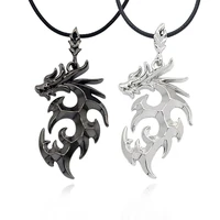vintage punk chinese dragon necklace fashion mens black flame dragon pendant necklace cool male animal jewelry gift