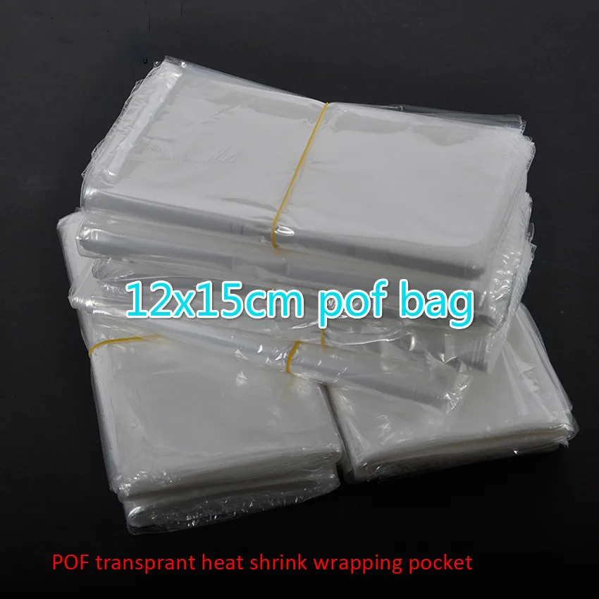 300 шт./лот, 12x15 см, прозрачная термоусадочная упаковка, посылка, термогерметичный пакет, POF, подарочная упаковка, пластиковые пакеты для косметических бутылок