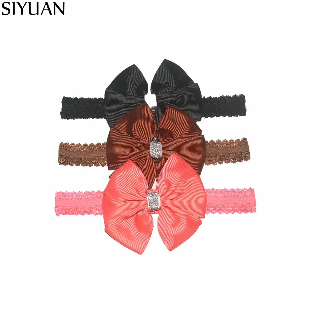 3 шт./лот эластичная повязка на голову ручной работы с корсажной лентой банты