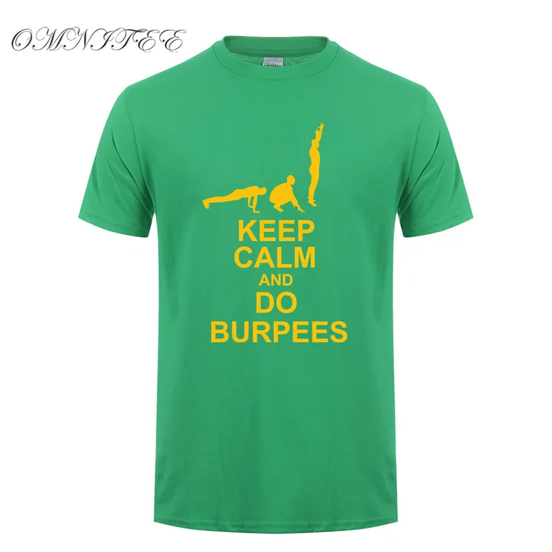 Мужская Летняя мода Gymer футболки Keep Calm и Do Burpees футболки короткий рукав хлопок фитнес мужские футболки XS-3XL OT-879 - Цвет: As picture