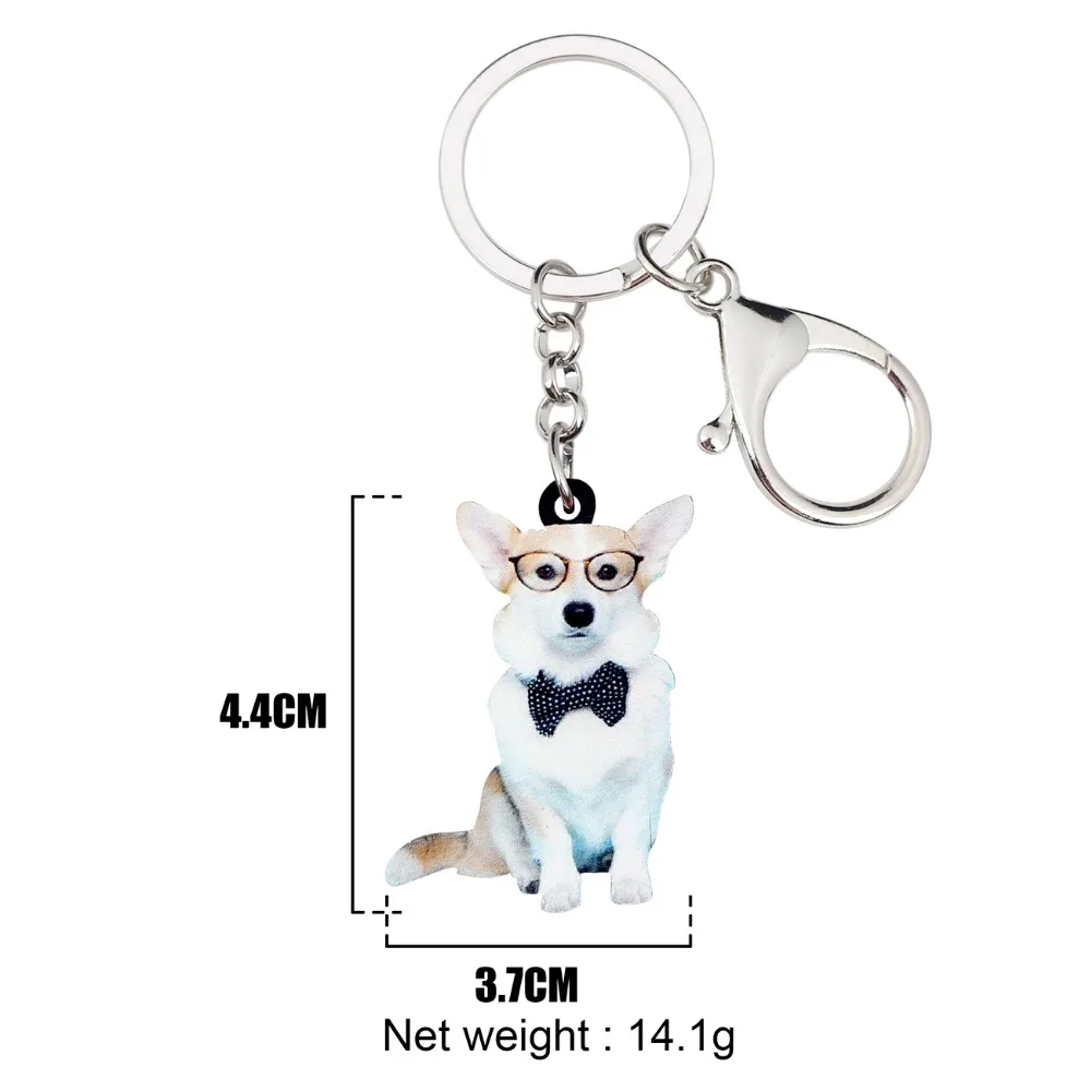 Bonsny акриловые очки для сидения Welsh Corgi Pembroke брелки собак ключей кольца с животными