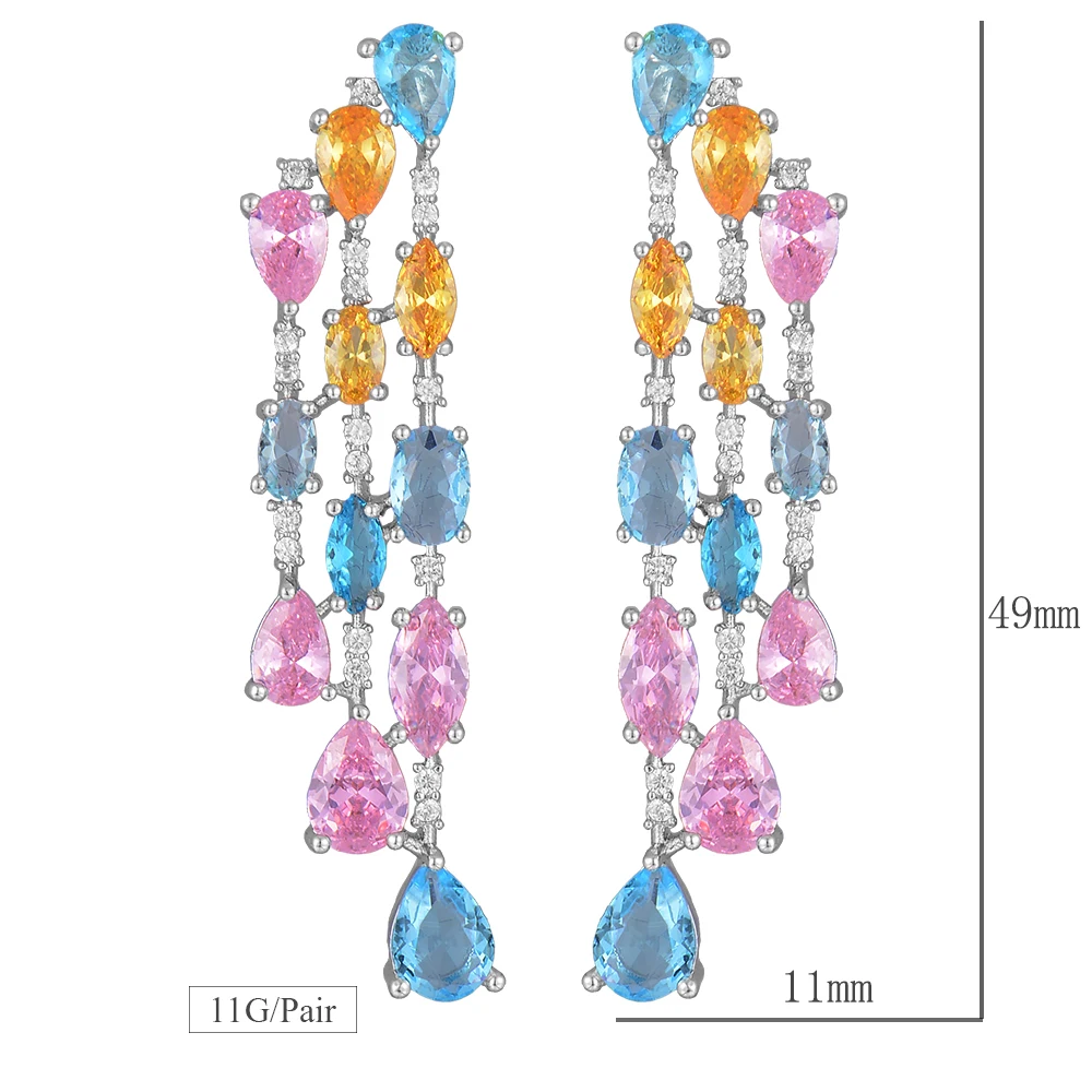 

SISCATHY Famous Brand Long Tassels Dangle Earrings For Women Cubic Zircon Dubai Wedding Bridal Earrings Fashion Jewelry Gifts