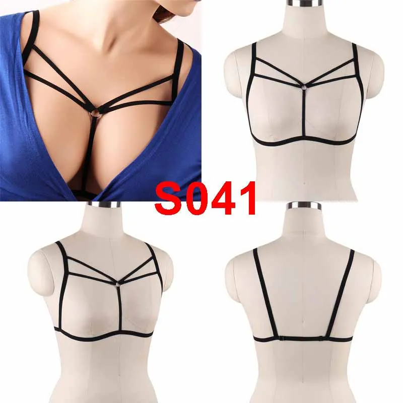 S0041black Бюстгальтер для женщин, фетиш, грудь, бондаж, эротическое белье, Готическая подвязка, пояс - Цвет: S0041black