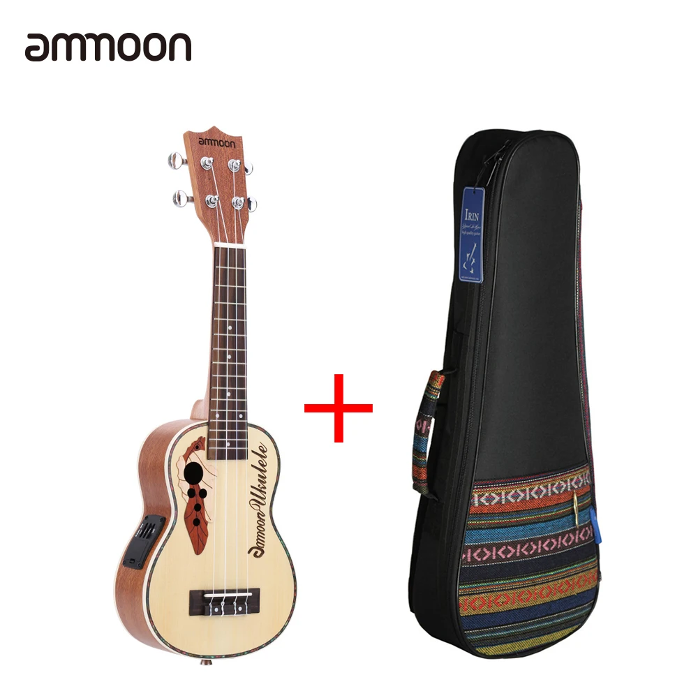 Ammoon Spruce 2" Укулеле акустическая укулеле со встроенным эквалайзером звукоснимателем с 21" Укулеле сумка высокого качества комплект укулеле