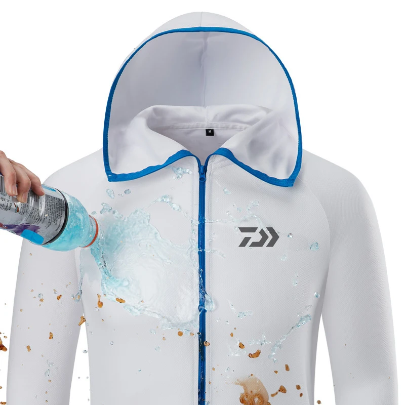 DAIWA Fishing Clothes Tech Hydrophobic Clothing Brand Listing Casual kleding Outdoor Camping Hooded Jackets Ice silk Waterproof