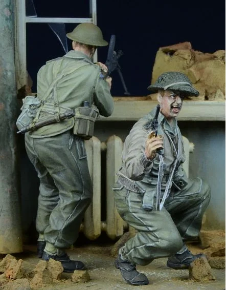 1/35 фигурки из смолы, модель, наборы для второй мировой войны, британские солдатики в действии, 2 фигурки, неокрашенные