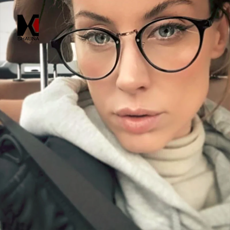 Мужские и женские очки с круглой оправой SHAUNA брендовые дизайнерские черные
