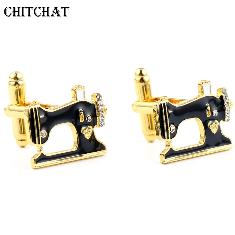 Ретро швейная машина Запонки Золотые Цвета Эмаль запонки аксессуары для рубашки
