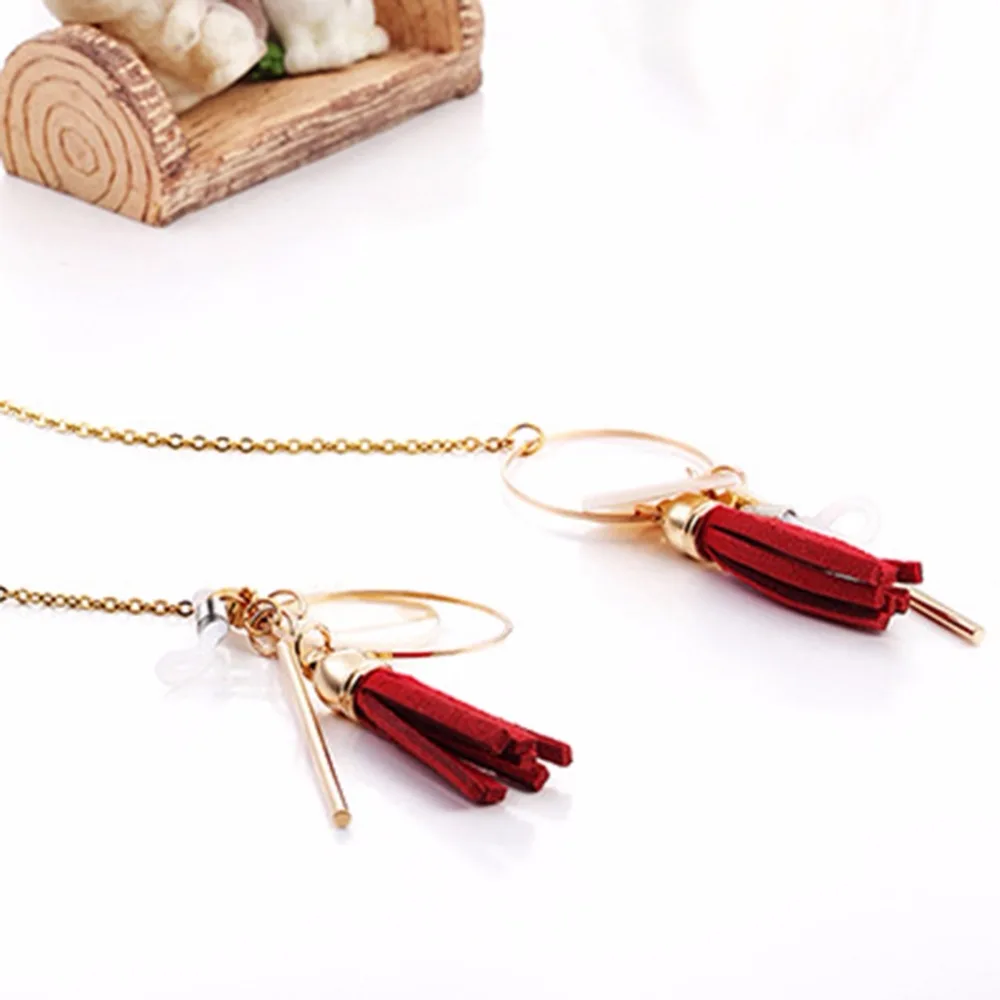 

imixlot Fashion Stainless Steel Golden Chains With Black/Red Tassel Dangles For Women Non-slip Sunglasses Hanging Lanyards