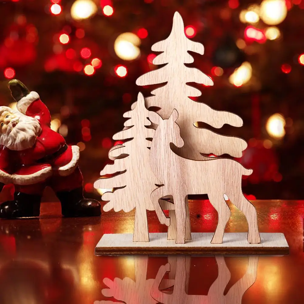 

Wooden Christmas Decoration Creative DIY Crafts Splice Christmas Tree Elk Snowman Deer Xmas Ornaments Kids Gift Home Decoration