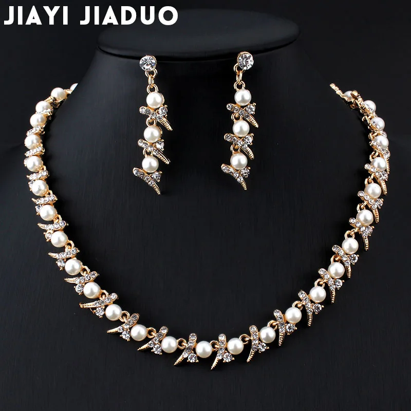 Комплект из колье и серёг с искусственным жемчугом|costume jewelry set|necklace earring setjewelry sets |