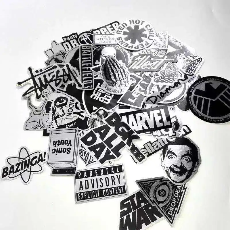 55 шт. черно белые наклейки DIY для скейтборда ноутбука багажа сноуборда