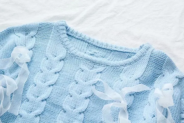 Autumn Japanese Female Solid Sweaters Soft Sister Teens Lace Up Ribbons Fashion Lovely Cute Knitwear Kawaii Sweater for Women | Женская