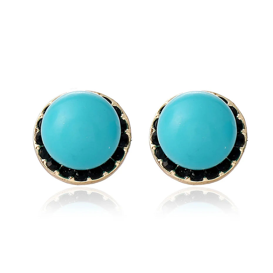 2016 Женщины Винтаж Большой Круглый Стад Серьги С Камнями Цинковый Сплав Кристалл