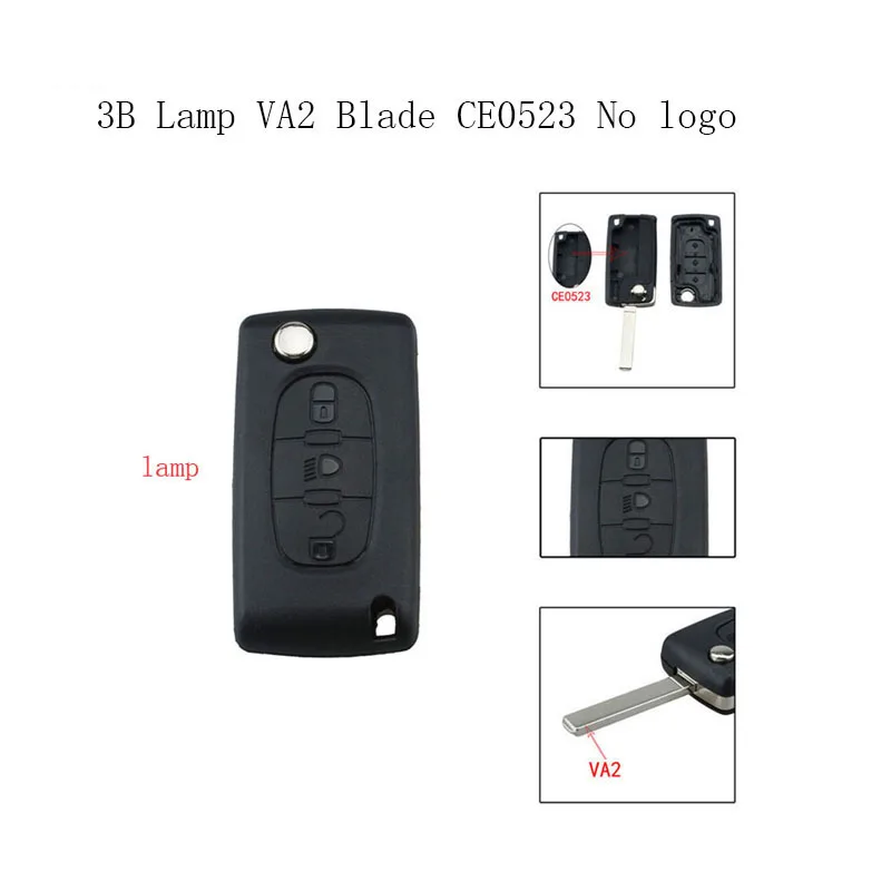 GORBIN 2/3 кнопки ключи чехол для peugeot 207 307 308 407 607 807 для Citroen C2 C3 C4 C5 C6 Флип складной Автомобильный ключ крышка без логотипа - Цвет: 3B lamp VA2 CE0523