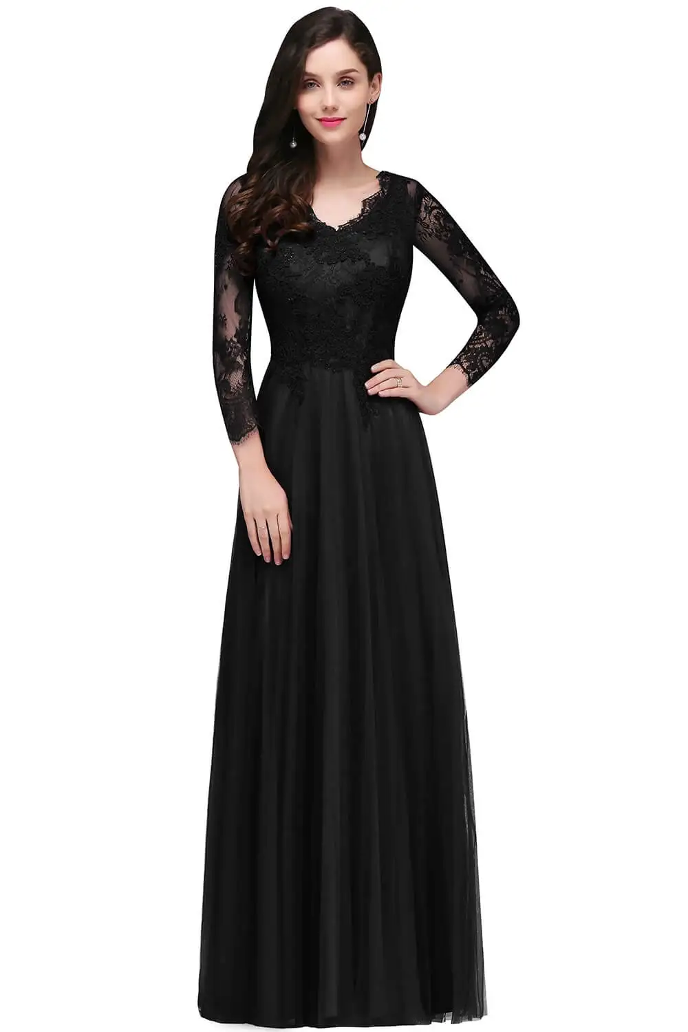 Robes de soiree вечернее платье бургундское кружево Тюль длинный рукав Формальные Вечерние платья Длинные vestido de festa Новинка