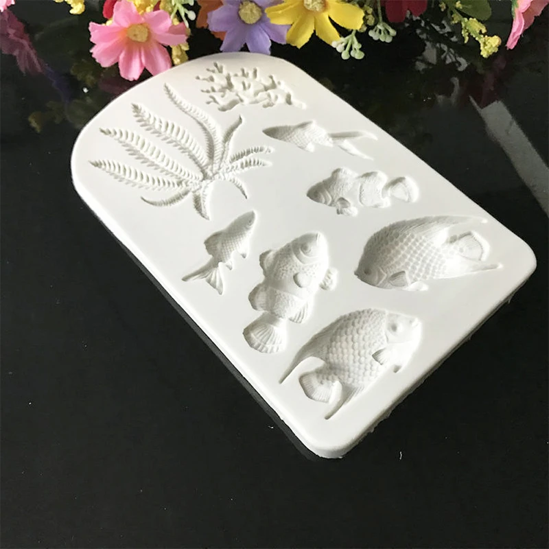 Симпатичные рыбы морские водоросли силиконовые формы DIY День рождения границы инструменты для украшения тортов из мастики морской Коралл кекс шоколадные детские формы