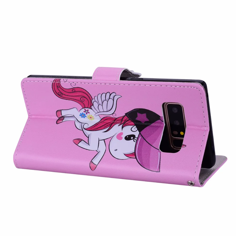 Angels clasp unicorns Wallet phone Case For Samsung Galaxy Note 8 PU Leather Cover with mirror Card slot | Мобильные телефоны и