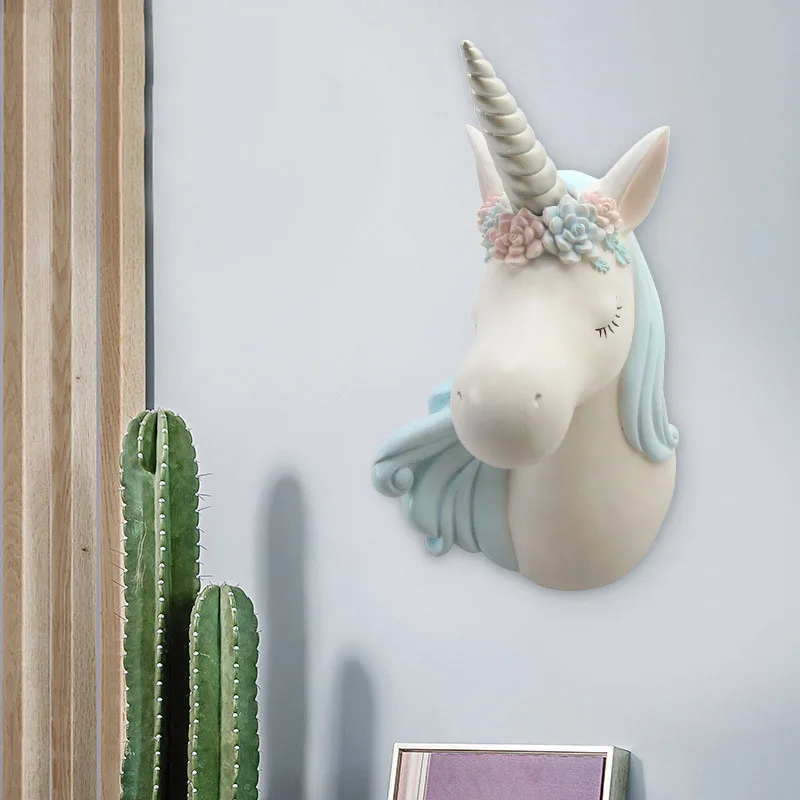 Статуя с головой единорога домашний декор 3D абстрактная скульптура Настенный