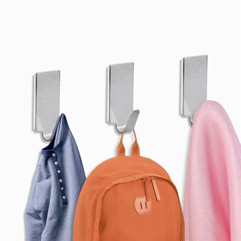 

6/12pcs Hook Rack Adhesive Stainless Steel Towel Hooks Robe Hanging Hooks Hats Bag Family Robe Hats Bag Key Adhesive Wall Hanger
