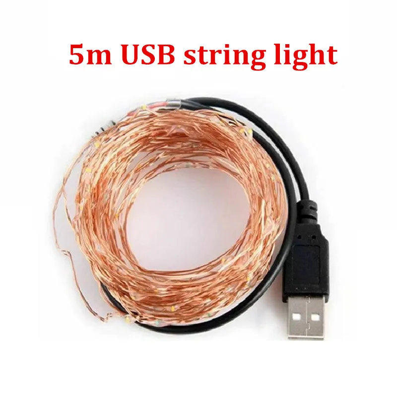 5m USB string Светодиодный светильник на солнечной батарее для улицы, гирлянды, 100/200 светодиодный, s, сказочный, праздничный, для рождественской вечеринки, гирлянда, солнечный, для сада, водонепроницаемый, 10 м - Испускаемый цвет: 5m USB string