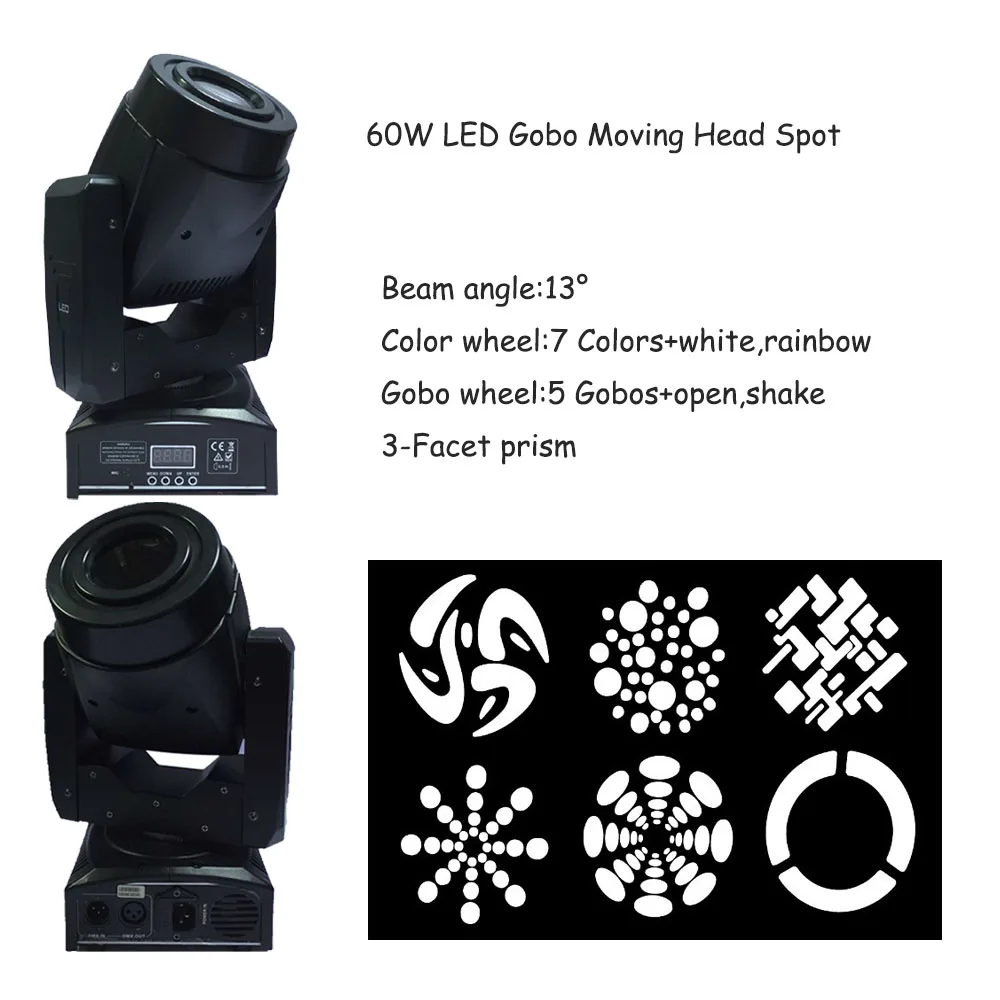 Светодиодный прожектор с движущейся головкой COB 1x60 Вт Quad RGBW Mix 5 Gobo для мытья фар