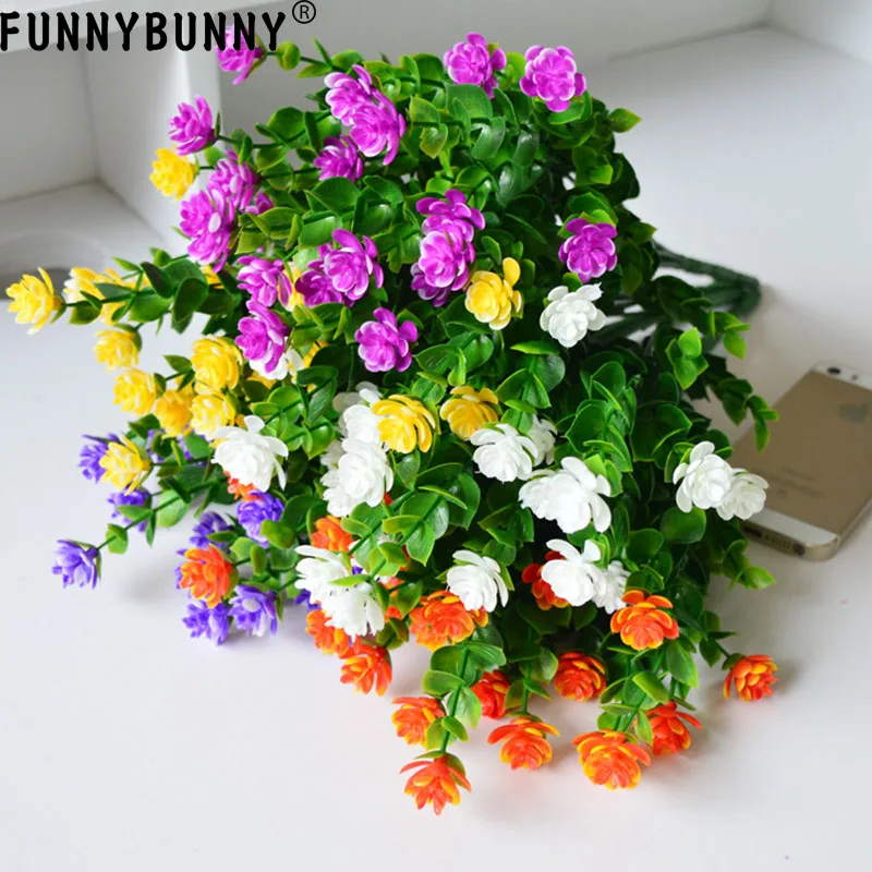 FUNNYBUNNY 5 шт Искусственные цветы на открытом воздухе красные устойчивые к