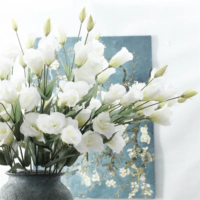 79 см Искусственный цветок 7 голов Eustoma мягкий домашний Рождественский свадебный Декор Искусственный цветок из шелка DIY свадебный букет 1 шт