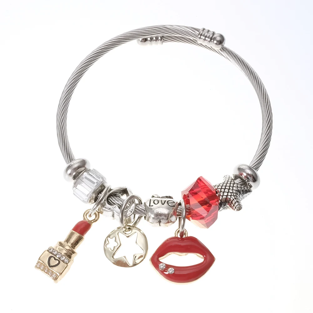 Women Fashion Jewelry Lipstick Vermilion Border Bracelet Beautful Gift Metal SZ0007 |