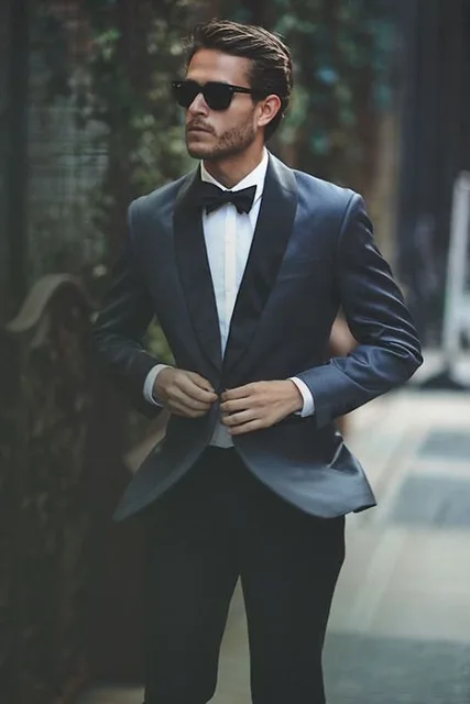 Последние конструкции пальто брюки Темно синие мужской костюм Slim Fit Формальные