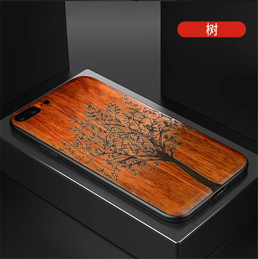 Новинка, чехол для iPhone 8, iPhone 8 Plus, тонкая деревянная задняя крышка, TPU, чехол-бампер для iPhone 7, чехол для телефона s 7 Plus - Цвет: as picture