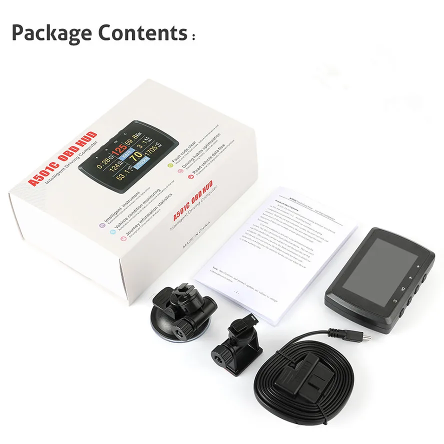 Ancel A501 Car OBD2 HUD On-board Computer Driving Speed Meter Fuel Consumption Water Temperature Volt Digital Display |