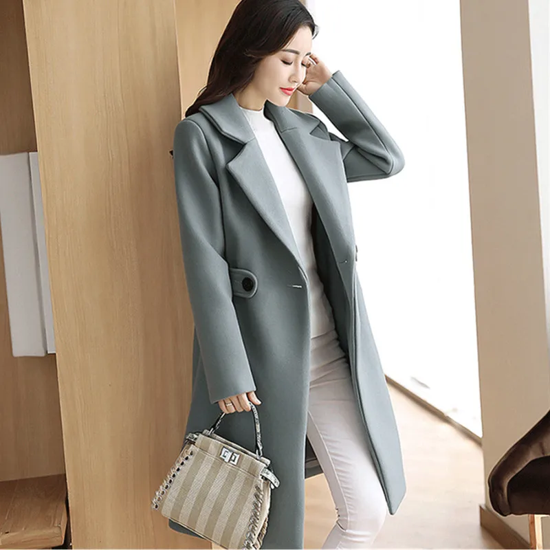 YAGENZ Autumn Wool Long Coat Women Jacket Casual Double Windbreaker Woolen Outwear Elegant V-neck Bayan Mont 424 | Женская одежда