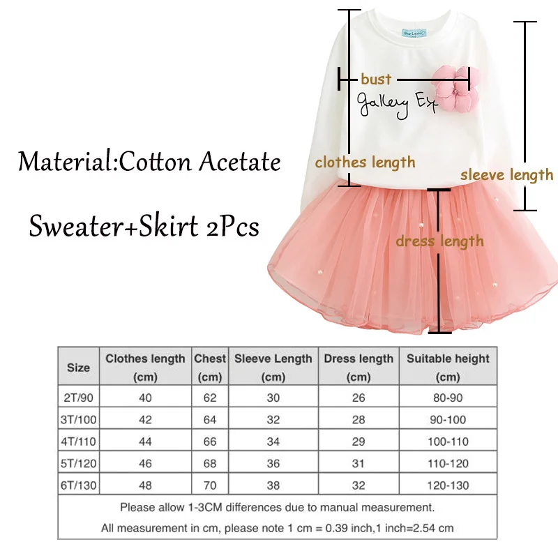 Комплект одежды для девочек осень 2018 Moda Infantil детская одежда малышей футболка с